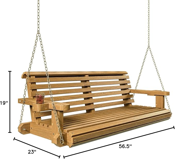 Porchgate Amish Heavy Duty 800 Lb Roll Comfort Treated Porch Swing W/Chains (4 Foot, Birch)
