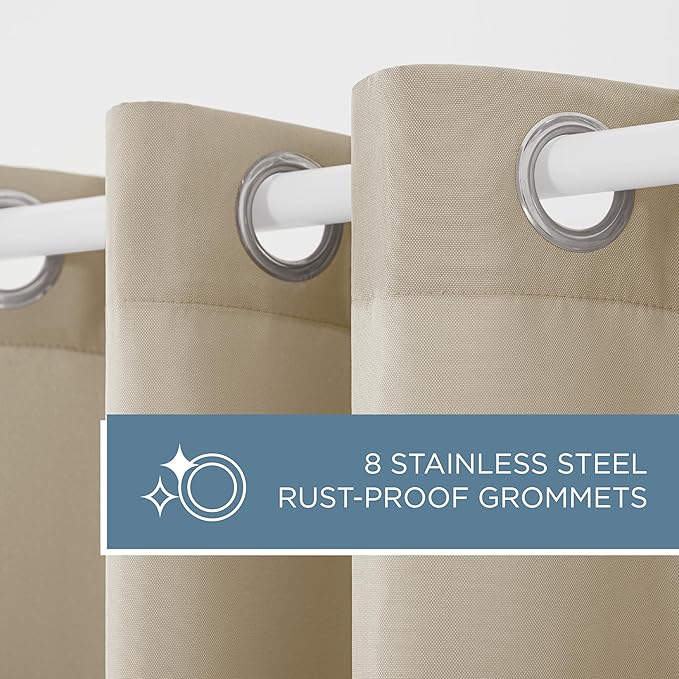 TOWN & COUNTRY BASICS Cabana Solid Heavyweight Indoor Outdoor Curtains, Light Filtering Opacity with Grommet Top, Water Repellent, 2-Pack Set, 54"x84", Taupe