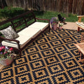 SAND MINE Reversible Mats, Plastic Straw Rug, Modern Area Rug, Large Floor Mat and Rug for Outdoors, RV, Patio, Backyard, Deck, Picnic, Beach, Trailer, Camping, Black & Brown, 9' x 18'