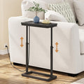 TUTOTAK End Table with Charging Station, Side Table, Tall Couch Table, Sofa Table, Living Room, Bedroom,Black TB01BK084