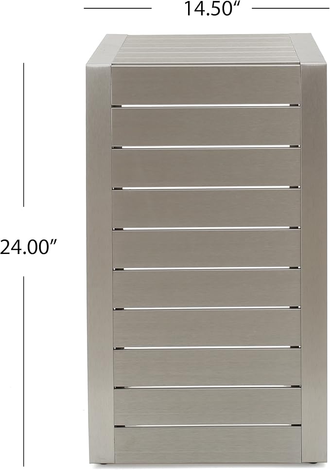 Christopher Knight Home Cape Coral Aluminum C-Shaped End Table, Silver