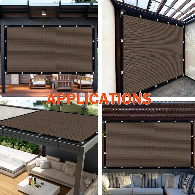 Mocha Sun Shade Cloth,Pergola Shade Cover with Reinforced Grommets,90% Shade Fabric Fence Privacy Screen Balcony,Pergola Shade Cover Canopy Garden Carport Porch Deck Patio Shade Cover,4x6FT