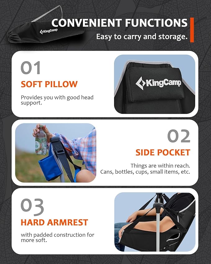KingCamp Hammock Camping Chair, Swinging Portable Folding Camp Chairs for Adults Max 400lbs Heavy Duty Foldable Oversized Rocker with Aluminum Alloy Frame Cup Holder for Outdoor Beach Patio Sport
