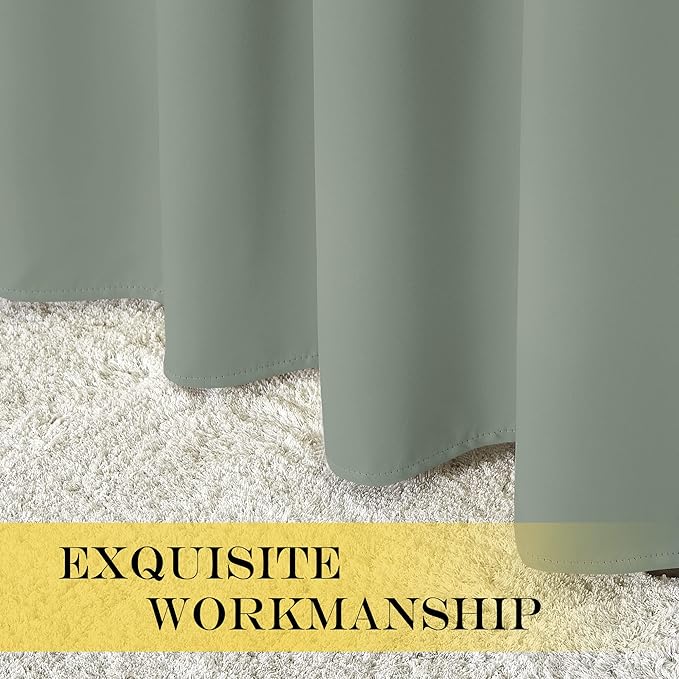 NICETOWN Blackout Doorway Curtain for Bedroom - Grommet Window Treatment Thermal Insulated Solid Room Darkening Drape for Patio Door/Porch (Sage Green, 1 Piece, W66 x L66)