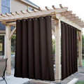 NICETOWN 2 Panels Outdoor Curtains for Patio Extra Wide 84", Waterproof & Windproof Grommet & Back Tab Fixed Top and Bottom Thermal Insulated Drapes with Rope for Gazebo, Toffee Brown, W84 x L84