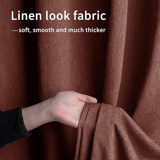 Easy-Going Linen Look Outdoor Curtains Waterproof Windproof Porch Curtains, Soft Thicken Outdoor Privacy Curtains for Patio, Gazebo, Grommet Top and Tab Bottom Drape, 1 Panel, 54x120 inch, Terra Red