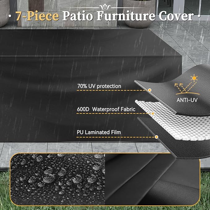 Aoxun 12 Piece Patio Furniture Set with 44” Fire Pit Table Wicker Rattan Outdoor Sectional Sofa Set with Coffee Table and Thickened Cushions, Beige (Waterproof Cover Included)