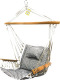 Hammock Chair Hanging Rope Swing, *12 Patterns, Quality Comfortable and Breathable Fabric - Indoor/Outdoor - Grey Herringbone Pattern