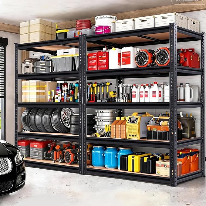 72" H Storage Shelves,Storage Shelves Heavy Duty,2400LBS Metal Shelving Units,Adjustable Garage Shelving Heavy Duty for Garage Storage,Warehouse,16"x35.5"x72",2 Pack