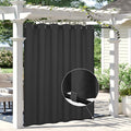 Easy-Going Linen Look Outdoor Curtains Waterproof Windproof Porch Curtains, Soft Thicken Outdoor Privacy Curtains for Patio, Gazebo, Grommet Top and Tab Bottom Drape, 1 Panel, 110x84 inch, Black