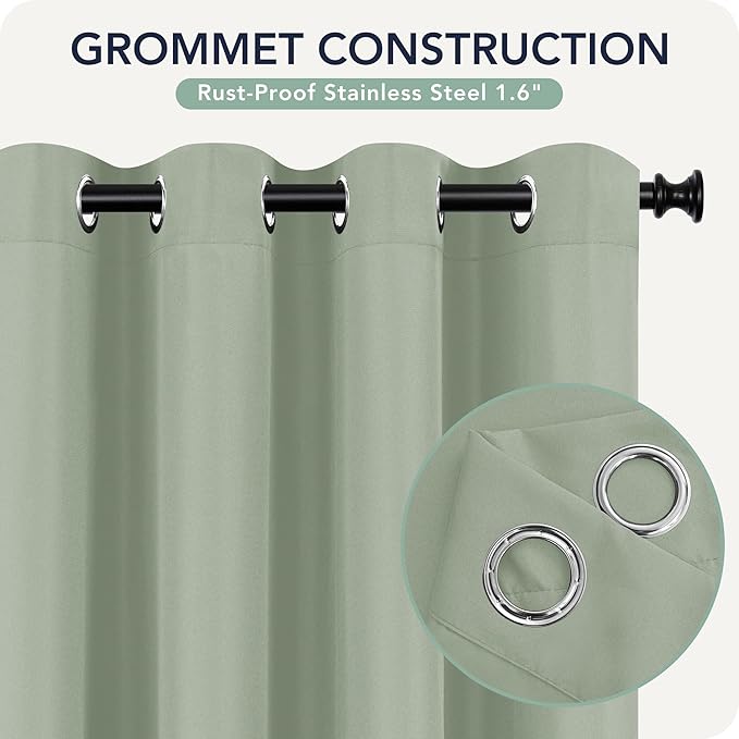 Outdoor Curtains for Patio Waterproof 6 Panels - Windproof, Privacy, Weatherproof Outside Drapes for Gazebo Pergola Porch, Grommet Top and Tab Bottom, 54x108 Inch, Sage Green