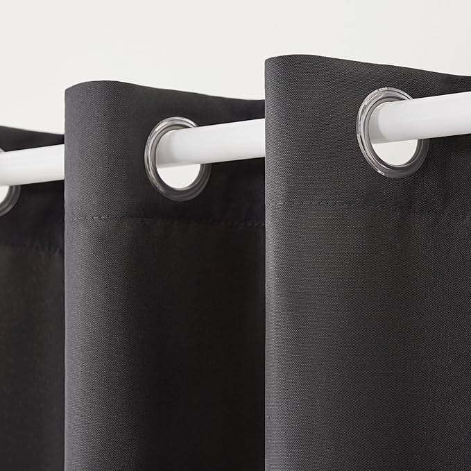 TOWN & COUNTRY BASICS Cabana Solid Heavyweight Indoor Outdoor Curtains, Light Filtering Opacity with Grommet Top, Water Repellent, 2-Pack Set, 54"x96", Charcoal (Pack of 6)