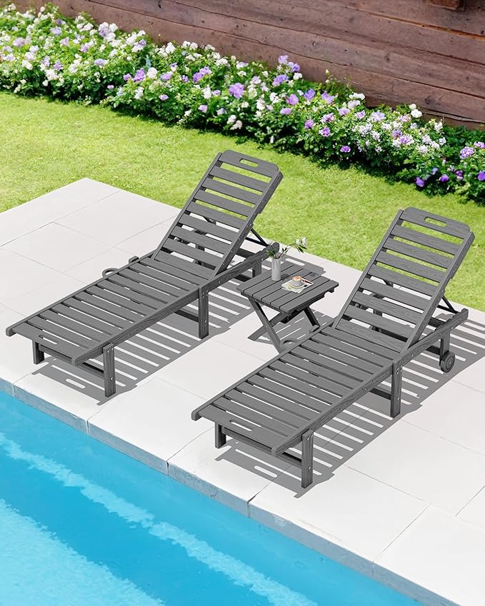SERWALL Folding Outdoor Side Table Set of 4, Small Adirondack Side Table, Gray