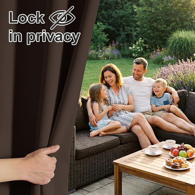 RYB HOME Blackout Curtains Outdoor 1 Panel, Wide 52 x Long 95 inch, Brown