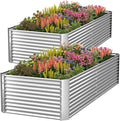 2 Pack Tall 8x4FT Raised Beds for Gardening, Corrugated Galvanized Steel Raised Garden Bed, Outdoor Metal Above Ground Garden Bed for Vegetables and Flowers(Rectangular)