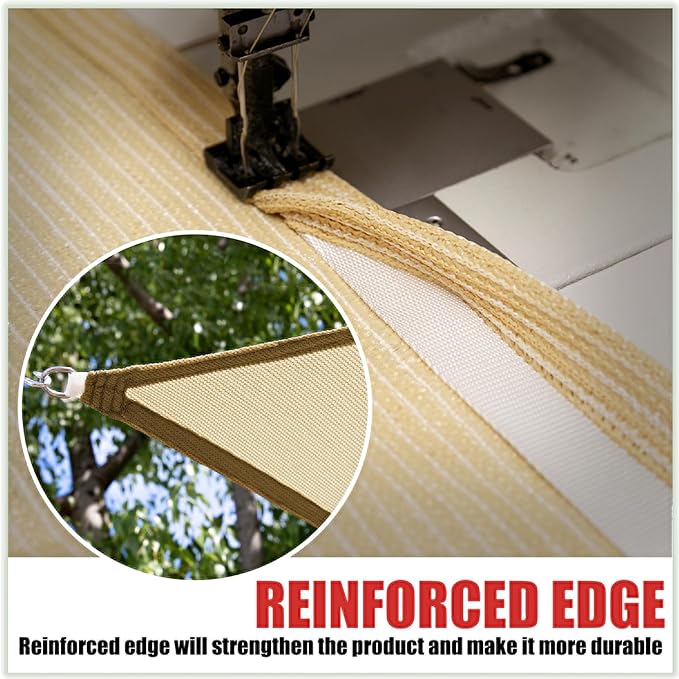 ColourTree TAPR1616 Custom Size 10' x 14' Beige Sun Shade Sail Canopy UV Block UPF50 Rectangle - Commercial Standard Heavy Duty - 190 GSM - 3 Years Warranty