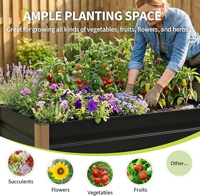 Garvee Large Aluminum Raised Garden Bed 6.5' x 2.5' x 16", Open-Bottom Jumbo Size for Serious Gardening, with Rounded Safety Corners & Anti-Cut Trim, Outdoor Planter Box Kit, Gray