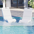 MELLCOM HDPE Pool Lounge Chairs Set of 2, in Pool Lounge Chairs up to 10-Inches of Water, Chaise Lounge Chairs with Wheels, S Shape Patio Lounge Chairs for Pool, Deck, Garden, Beach, White