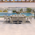 PURPLE LEAF 7 Pieces Outdoor Dining Set Patio Table and Chairs Set Aluminum Wicker Rattan Patio Furniture Set for Lawn Garden Porch Champagne