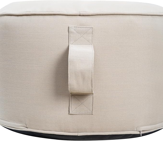 QILLOWAY Indoor/Outdoor Inflatable Stool,Round Ottoman,All Weather Foot Rest for Camping or Home,Beige/Sand/Camel