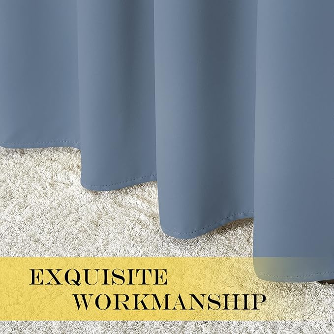 NICETOWN Blackout Curtains & Drapes - Privacy Thermal Efficiency Backdrop Curtains for Bedroom Room Divider Living Room Patio Sliding Glass Door, Wide 80 x Long 144 inch, Stone Blue, 1 Panel