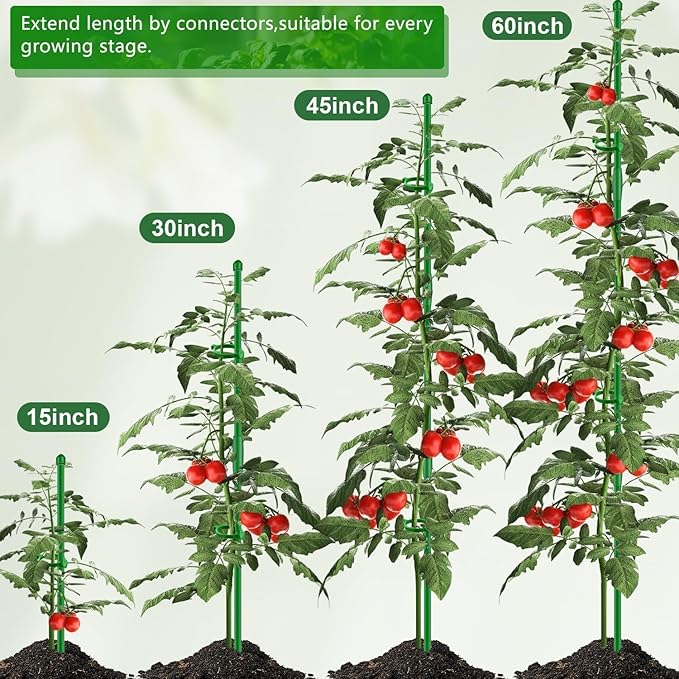 Plant Support Stakes for Indoor SupKing Orchid Sticks with Clips Garden Stake Extended to 2/3/4ft for Outdoor Potted Tomato Rose Vegetables House Palnts Comes with 20 Plants Ties(15 inch 10Pcs)