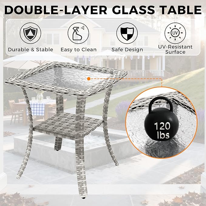 14-Seat Modern Patio Furniture Set with Swivel Rocking Chairs, Thick 4″ Cushions, Dual-Strand Wicker Rattan, Rust-Resistant Steel Frame – Outdoor Conversation & Modular Sectional,Blue