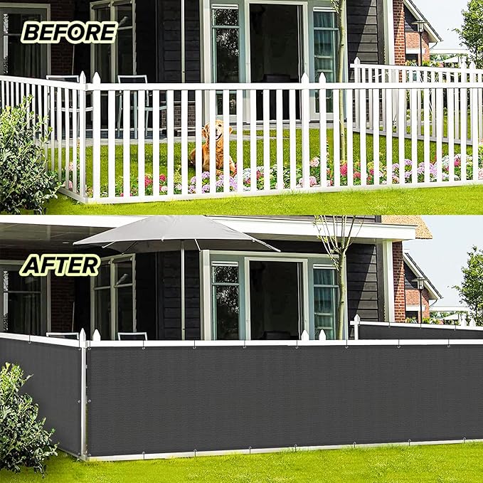 LOVE STORY Balcony Privacy Screen, 3'x11' Deck Shield Screen Fence Cover,UV Protection and Weather-Resistant,3 FT Height for Deck, Patio, Backyard, Outdoor Pool, Porch, Railing, Dark Grey