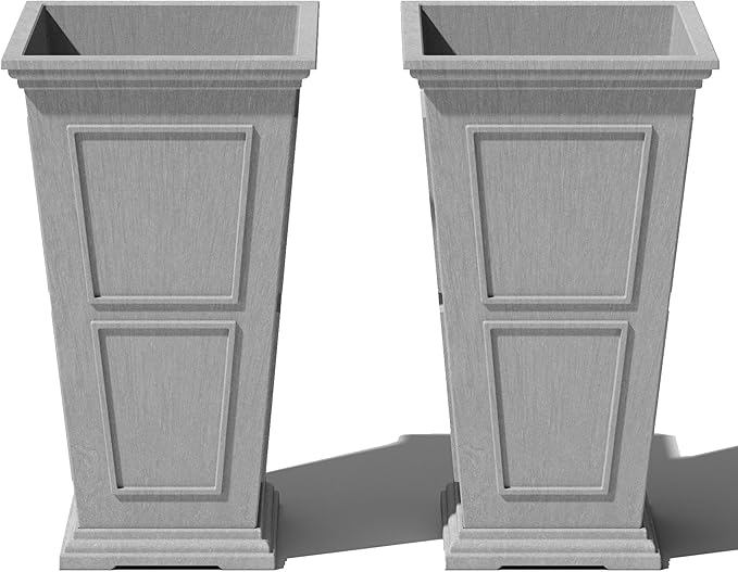 Veradek Brixton Series Tall Planter - Large Outdoor Planter for Front Porch/Patio | Crack-Resistant Plastic for All-Weather Use | Classic Estate Design for Tall Plants, Flowers, Trees