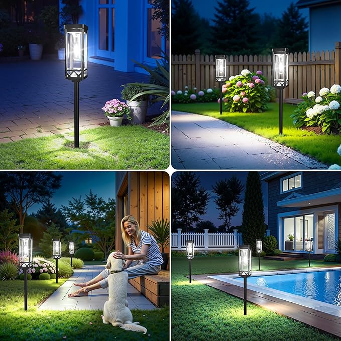KOOPER Taller Solar Pathway Lights Outdoor, 2 Pack Upgraded Brighter Solar Garden Lights Solar Powered, Up to 15 Hours Outdoor Solar Lights for Yard Landscape Path Walkway Driveway （Cool White）
