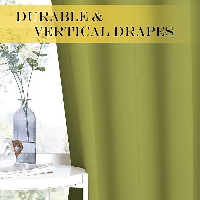 NICETOWN Blackout Curtains & Drapes - Privacy Thermal Efficiency Backdrop Curtains for Bedroom Room Divider Living Room Patio Sliding Glass Door, Wide 80 x Long 144 inch, Fresh Green, 1 Panel