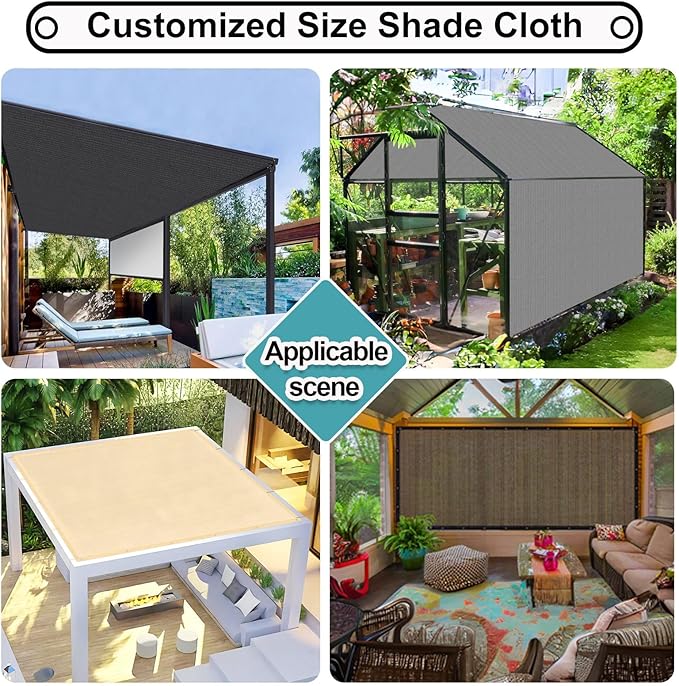 Shade&Beyond 90% Sun Shade Cloth with Grommets, 8' X 12' Pergola Shade Cover Canopy, Mesh Tarp Sun Screens for Patio, Outdoor, Garden, Backyard, Mocha