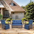 Belord Patio Furniture Set - 6-Piece Wicker Loveseat Outdoor Daybed Furniture Set with Recliner Lounge Chairs Set of 2 and Side Table, All-Weather Outdoor Patio Conversation Set for Deck Pool Backyard