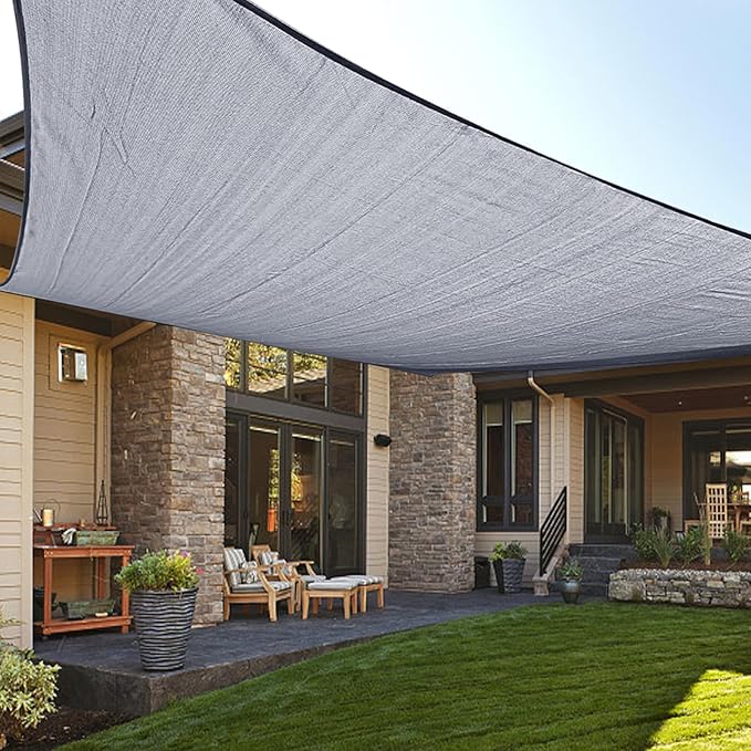 LOVE STORY Custom Size 10'x15' Silver Grey Sun Shade Sail Rectangle UV Block Canopy Patio Sail Sunshades Fabric for Outdoor Garden Carport (We Make Custom Size)