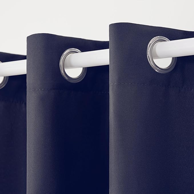 TOWN & COUNTRY BASICS Cabana Solid Heavyweight Indoor Outdoor Curtains, Light Filtering Opacity with Grommet Top, Water Repellent, 2-Pack Set, 54"x108", Dark Navy