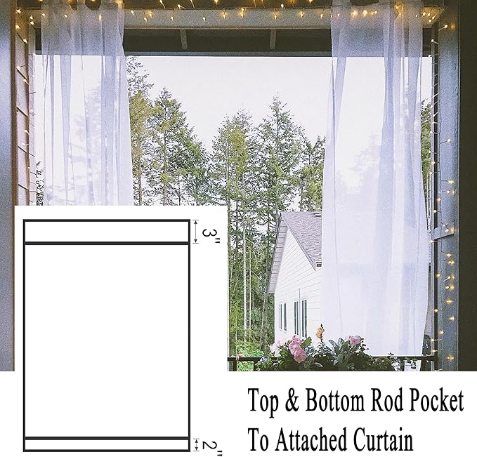 10 x 10 ft Outdoor White Tulle Backdrop Curtains Waterproof Voile Sheer Screen Breathable Mash Netting Light Filtering Privacy Curtains for Patio Porch Yard Pergola Gazebo, 2 Panels