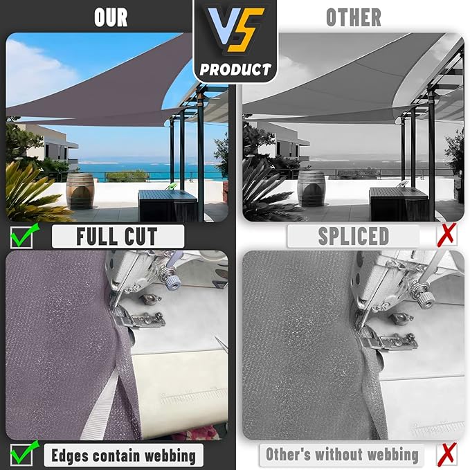 LOVE STORY Custom Size 7'x7'x7' Dark Grey Sun Shade Sail Triangle Sunhsade Fabric Awning Canopy for Patio Backyard Carport Pergola (Customized)