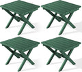SERWALL Folding Outdoor Side Table Set of 4, Small Adirondack Side Table, Green