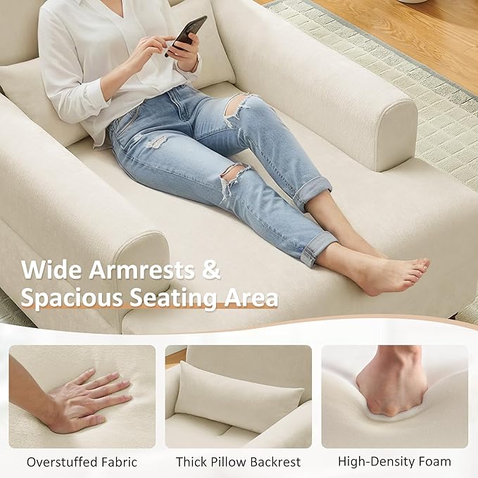 Chaise Lounge Chair Indoor with Adjustable Backrest, Oversized Accent Armchair for Living Room & Bedroom, Upholstered Mid-Century Reading Chair, Comfy Single Sofa Chair, Modern Living Room Chair