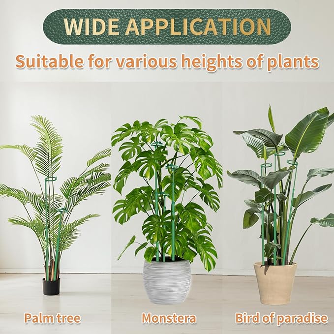 Telescoping Plant Stakes,5Pcs 17.9In to 42.3In Adjustable Monstera Plant Support Orchid Sticks with Clips, Plant Sticks Support Tall for Monstera,Orchids,Tomatoes,Vines & Indoor Outdoor Plants