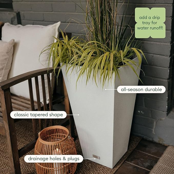 Veradek V-Resin Indoor/Outdoor Taper Planter, 2-Pack (26 inch, White)