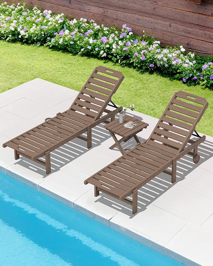SERWALL Folding Outdoor Side Table Set of 6, Adirondack End Table, Brown