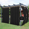 Easy-Going Outdoor Patio Curtains Detachable Tab Top Windproof Weatherproof Curtain for Cabana, Porch, Pergola and Gazebo, Tab Bottom Drape, 2 Panels, 54W x 120L inch, Black
