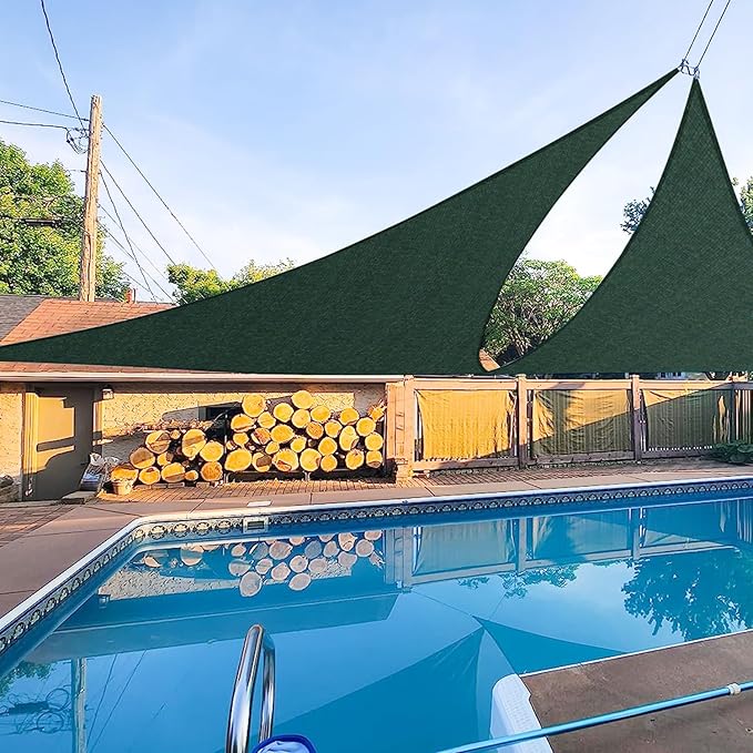E&K Sunrise 4' x 4' x 4' Sun Shade Sail Triangle Canopy Shade Cover UV Block for Patio Backyard Garden Outdoor (Green)
