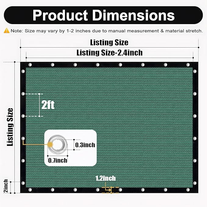 Artpuch 90% Sun Shade Cloth, 8 x 12 FT Pergola Shade Cover Canopy with Grommets, Sun Screen Fabric Tarp for Patio, Outdoor, Garden, Backyard, Green