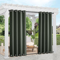 NICETOWN 2 Panels Greyish Green Blackout Bottom Weighted Outdoor Curtains for Patio, Top and Bottom Rustproof Grommet Windproof & Waterproof Thermal Outdoor Gazebo Curtains, W52 x L84