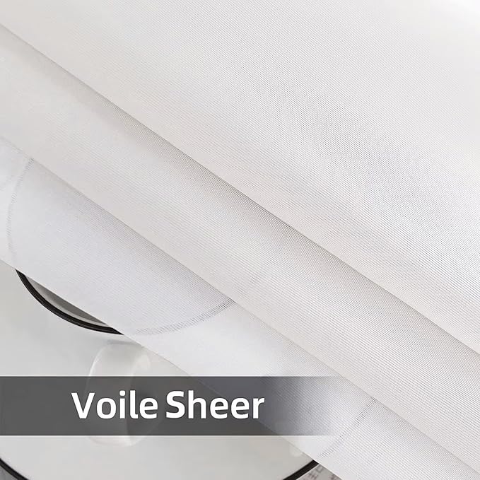 SpaceDresser Waterproof Outdoor Sheer Curtains for Patio - 4 Panels Rod Pocket Indoor Voile Sheer Curtain for Living Room,52W x 108L inch, White