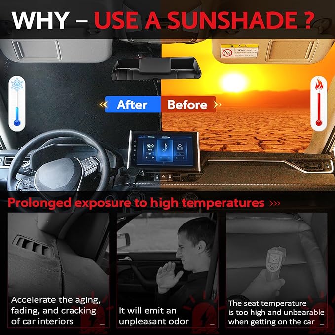 KAYZT Windshield Sun Shade for 2016-2025 Mazda CX9 CX-9 Foldable Sunshade Front Window Custom Fit Car Accessories