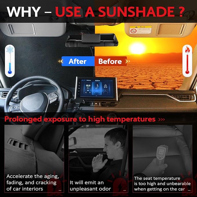 KAYZT Windshield Sun Shade for 2018-2024 Nissan Kicks Foldable Sunshade Front Window Custom Fit Car Accessories