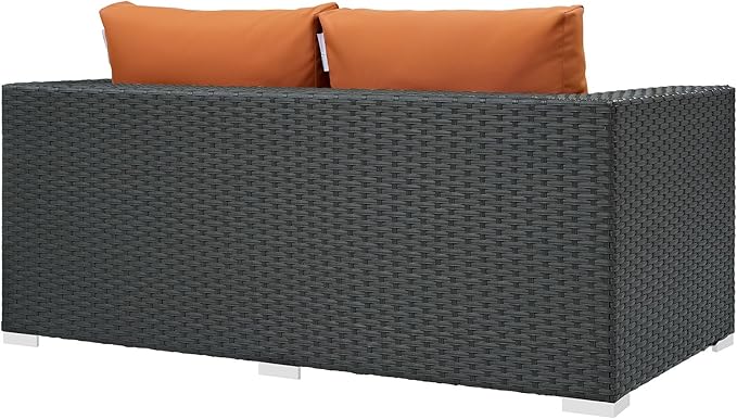 Modway Sojourn Wicker Rattan Outdoor Patio Sunbrella Fabric Loveseat in Canvas Tuscan
